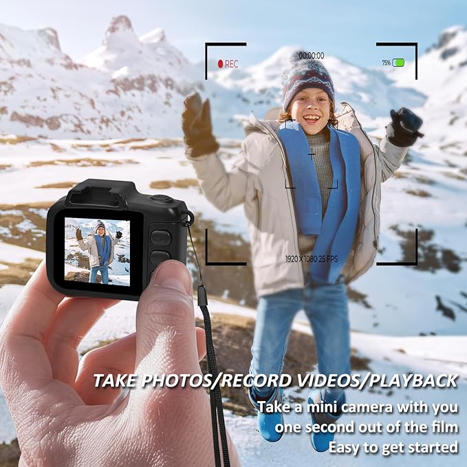 Mini Keychain Camera, FHD 1080p 8MP Mini Digital Camera with 32GB SD Card, 0.96" HD Display, 100 Mins Battery Life for Travel Recording Birthday Gifts (Nostalgia, Dark)