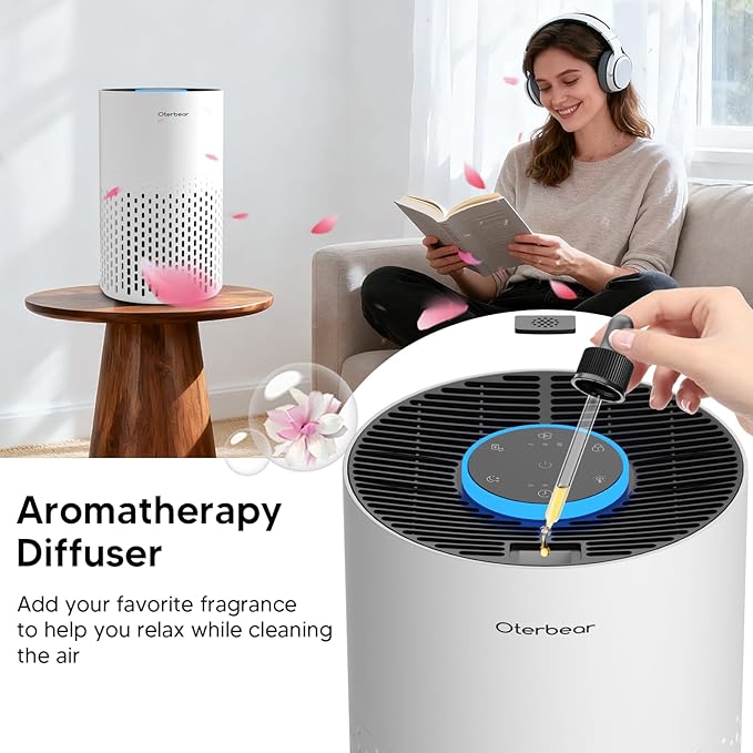 Air Purifiers for Home Bedroom Up to 1250 Ft² - HEPA Air Purifier with Aroma & Sleep Mode - 24dB Small Room Air Purifier for Allergies, Smoke, Dust, Pollen, Pet Dander,4000B,White