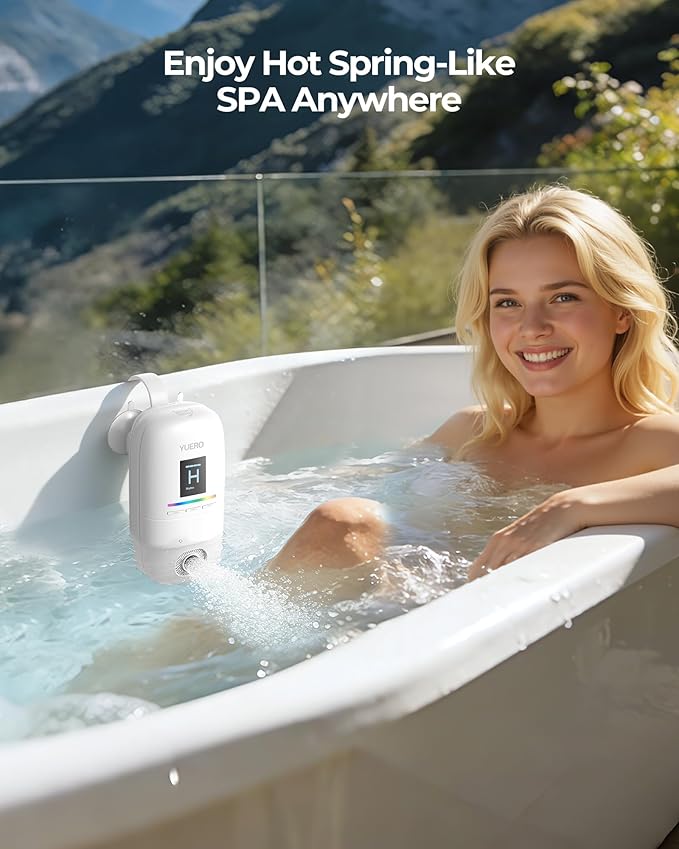 Bath Jets for Tub, Bath Jet or Bubble Mode, Cordless Waterproof Portable Bathtub Accessories with 3-Level Adjustable Speed, Bathtub Jets Massage for Home Spa, Travel Massage, Relaxing, Soothing