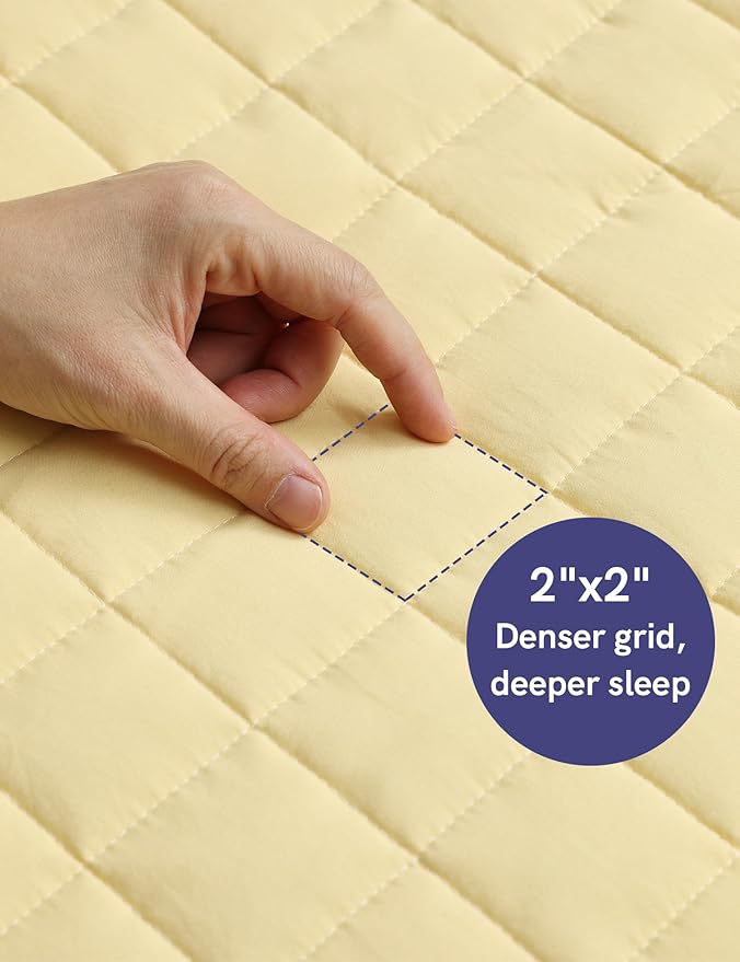 YnM King Size Weighted Blanket for Adults (88x104 Inches, 20 Pounds, Pastel Yellow), Exclusive Smallest Compartments, Heavy Bed Blanket for Two Persons of 90~160lbs on Queen or King Bed