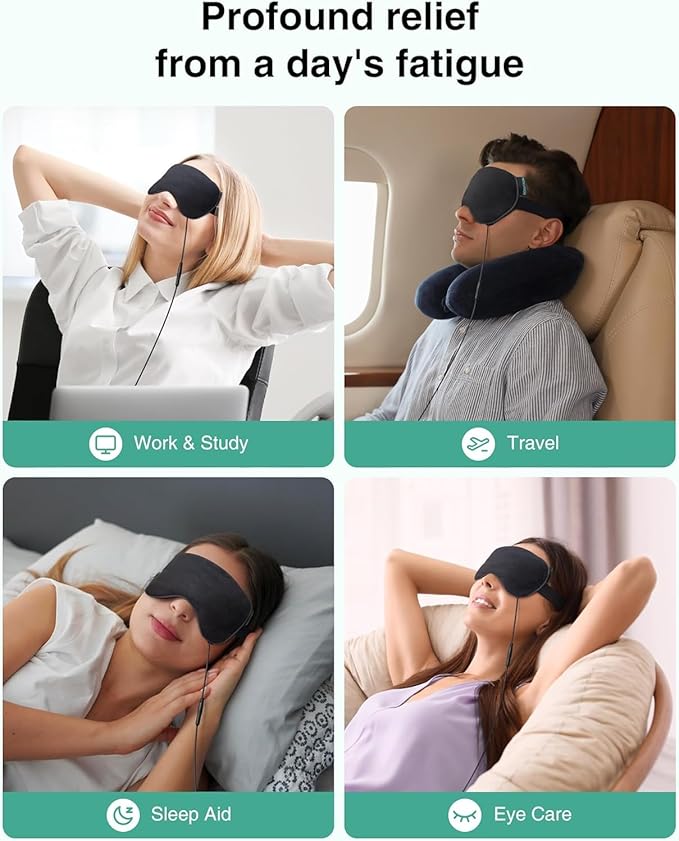 Heated Eye Mask for Dry Eyes, Electric Eye Mask with 2500mAh Battery, Washable Cover, Warm Eye Compress for Sleep and Relaxation, Rechargeable