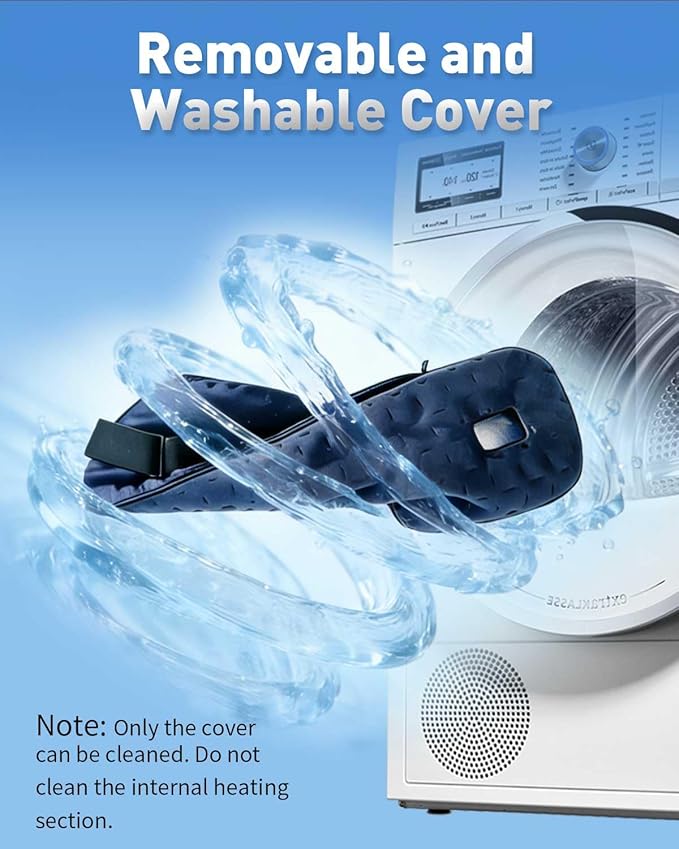 Cordless Heated Eye for Dry Eyes with 6 Timers | 35-65℃ Stepless Precision Warm Eye Compress 1500mAh | Washable Heating pad for Eye Care,Navy