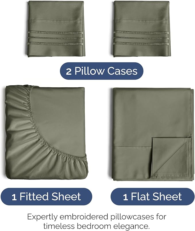 Full Size 4 Piece Sheet Set - Extra Soft, Breathable & Cooling Sheets - Hotel Luxury Durable Bed Sheets for Women & Men - Deep Pockets, Easy-Fit & Wrinkle-Free Sheets - Dark Taupe Oeko-Tex Bed Sheets
