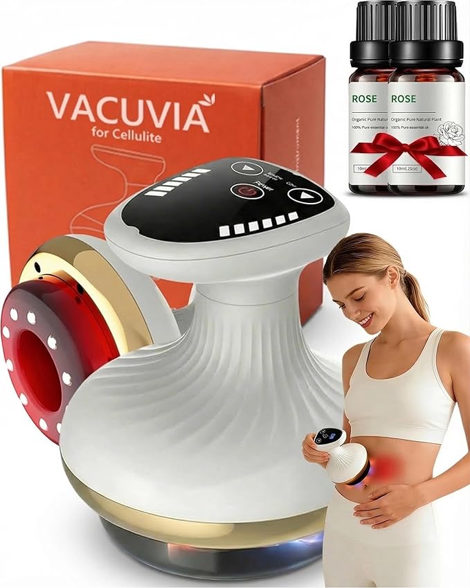 Cellulite Remover, Firmer, More Toned Skin, Deep Massage, Natural Skin Firmness, Deep Massage with Heat, Rechargeable Helps Reduce Stretch Marks & Cellulite for Legs, Arms & Belly (Standard with Oil)