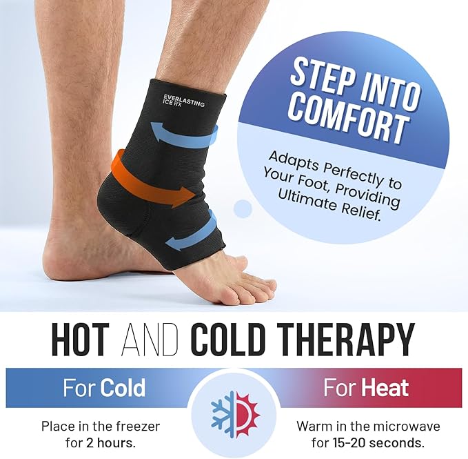 Ankle Compression Sleeve for Achilles Tendonitis Relief, Ankle Ice Pack Wrap, Foot Brace Sprained Ankle Support for Women and Men, Freeze Cold Packs for Plantar Fasciitis