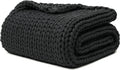 YnM 100% Cotton Weighted Blanket, Handmade Chunky Knitted Throw, No fillers Design, Soft and Breathable, Machine Washable Bed Blanket for Sleep or Home Decor (Dark Grey, 43x50 Inch, 10lbs)