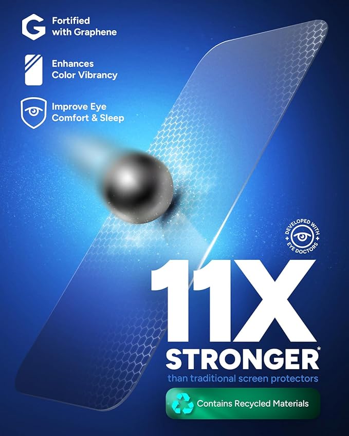 ZAGG XTR4 Screen Protector for iPhone 16 Pro Max - 11x Stronger Tempered Glass, Blue Light Filtration, Anti-Reflective Technology, Graphene Reinforced, InvisibleShield, Easy Dust-Free Installation | 11x Stronger, Tempered Glass, Graphene Reinforced, In...