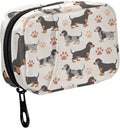 Fustylead Cute Cartoon Dachshund Dogs and Paw Prints Pill Organizers 2 Times A Day Pill Case Bag with Zipper Portable Weekly Pill Dispensers for Vitamin Supplement