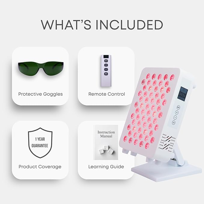 Makiuri Red Light Therapy Panel for Face & Body | 630 nm, 660nm, 810nm, 830nm, 850nm | Clinical Grade Red & Near-Infrared LED Light Therapy (5 Wavelengths) | High Irradiance | Mercury (White 60 LED)