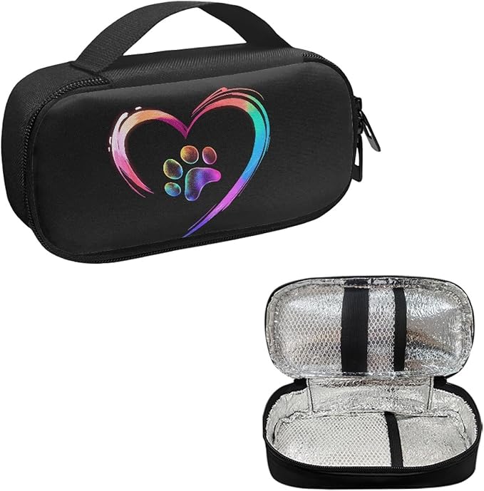 Love Paws Insulated Medicine Carrying Case for Diabetic Testing Kit Glucose Meter Storage Case Insulin Storage Bag for Insulin Pens Glucose Meters Medication