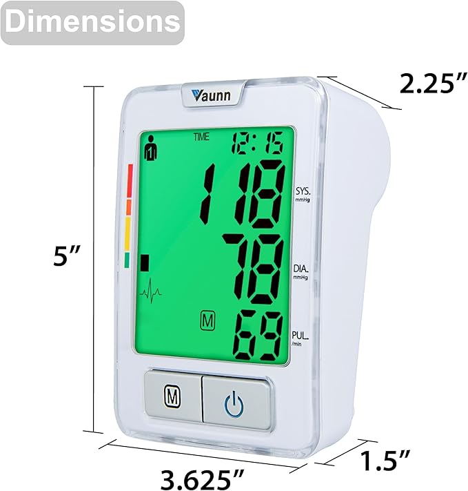 Vaunn Medical Automatic Upper Arm Blood Pressure Monitor, Extra Large Arm Cuff 12.6" - 20.5"