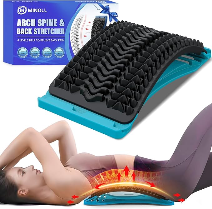 Back Stretcher for Lower Back Pain Relief, Multiple Level Adjustable Arch Lumbar Back Cracker Board, Back Cracking Device, Back Massager for Scoliosis, Spine Decompression Support