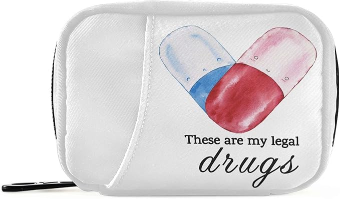Pill Organizer My Legal Drugs Pill Box 7 Day Pill Case Bag Travel Pill Organizer Bag with Zipper Portable Weekly Case Compact Size for Vitamin Supplement Holder