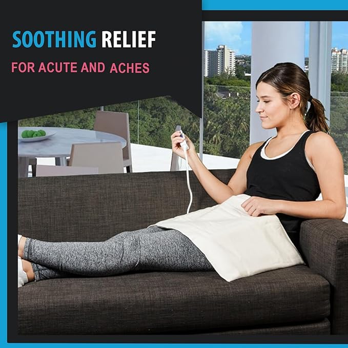 Professional Grade Heating pad with Automatic Moist Heat by Thermotech - High-Heat Heating pad for Deep Penetrating Heat - XL King Analogue (26" x 14") - with Manual Clicker Controller