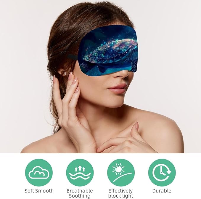 2 Pack Sleep Eye Mask for Women Men, Soft Breathable Eye Cove No Pressure Blackout Night Blindfold for Sleeping Light Blocking with Adjustable Strap, Starry Sky Turtle Lotus