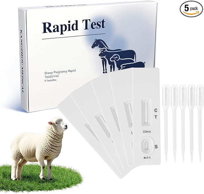 Sheep Goat Pregnancy Test Kit, 5 Pieces Urine Test Strips for Ewe Early Detection, Results in 5-15 Mins, Accurate & Easy Home Farm Use