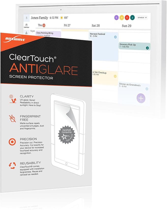 BoxWave Screen Protector Compatible with Skylight Calendar (15 inch) - ClearTouch Anti-Glare (2-Pack), Anti-Fingerprint Matte Film Skin