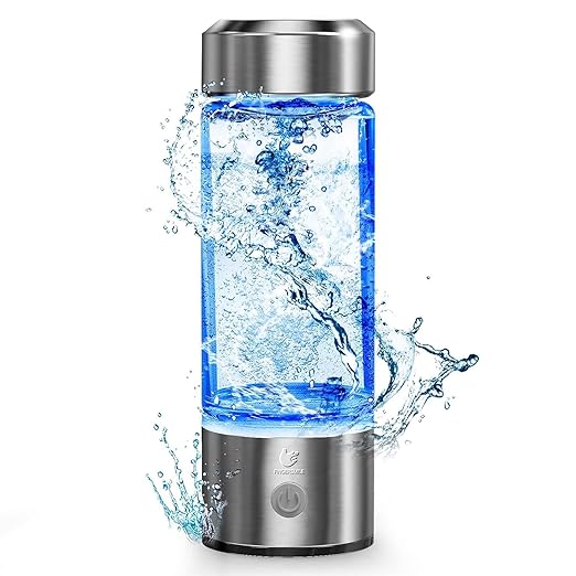 Hydrogen Sports Water Bottle Generator, 14OZ Portable Rechargeable Hydrogen Glass Water Ionizer Machine for Home Office Travel Sport and Fitness Daily Drinking