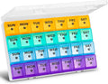 XL Large Monthly Pill Organizer 4 Weeks, 28 Day Pill Organizer Weekly, Big Compartment with Travel Case, 7 Day Pill Dispenser 4 Times a Day, Medicine Organizer Box for Vitamin, Fish Oil