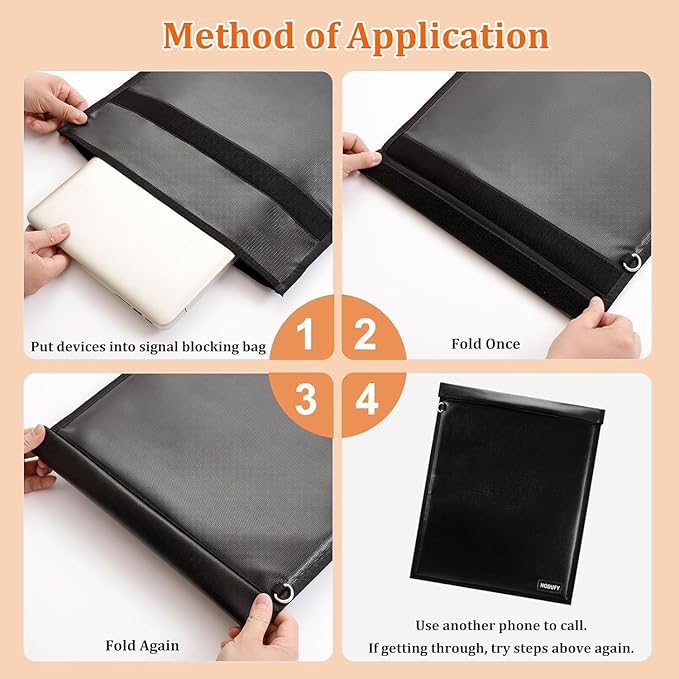 5 Pack Faraday Bags with Handle, Large Faraday Cage, Anti-Tracking Faraday Bag for Laptops & Tablets & Phones & Car Keys, Fireproof & Waterproof RFID Signal Blocker Faraday Pouch, Faraday EMP Bag