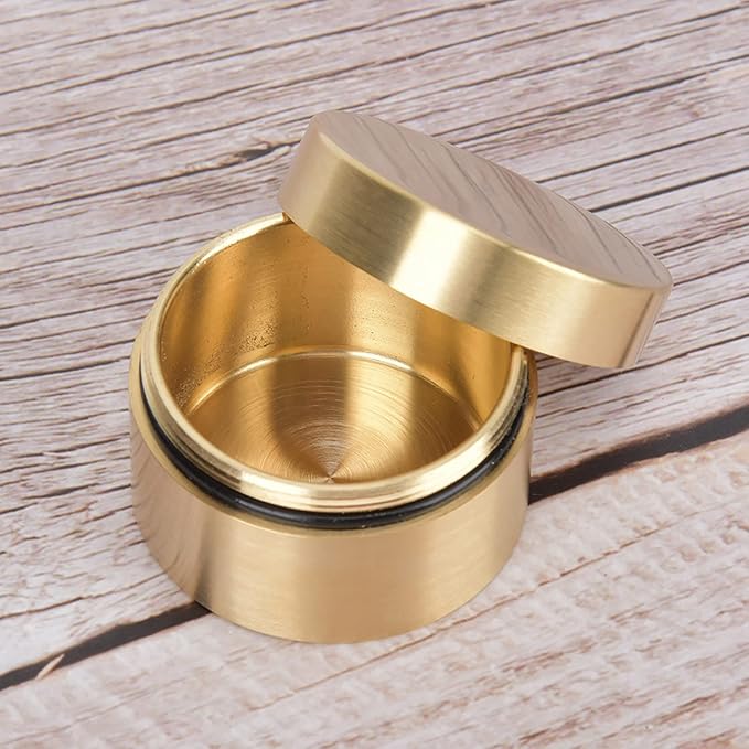 Estink Brass Mini Container, Outdoor Round Shape Brass Box Metal Jewelry Sealed Container Proof Storage Box for Pills Tea Leaves Jewelry (M)