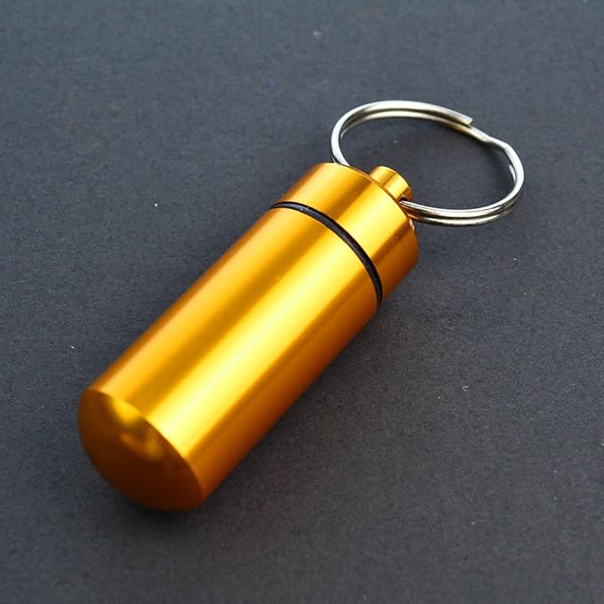 10 Pcs Portable Pill Case, Bantoye Waterproof Aluminum Holders Storage Container with Keychain for Outdoor Camping Traveling, Multicolor