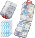 Travel Pill Organizer Portable Pocket Pill Case Small Pill Box for Purse Medicine Organizer Have 10 Compartments Storage Vitamin Fish Oil by INVODA (1PCS Gray+Lables)