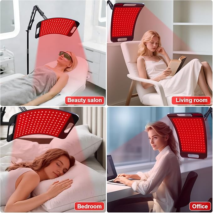Red Light Therapy for Body and Face, Red Light Panel with 660nm & 850nm LEDs, Infrared Light Therapy Lamp with Adjustable Stand, Red Light-Therapy at Home with Eyes Protection Goggles