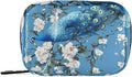 Blue Peacock Flower Travel Pill Organizer Case Box Container Weekly Portable Vitamin Medicine Holder Storage Bag with Zipper Removable