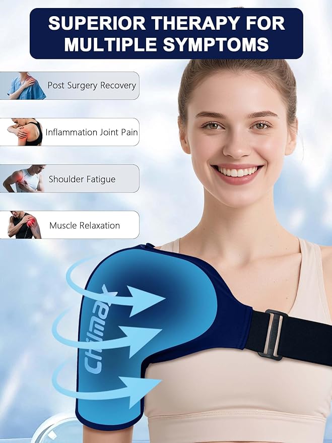 Shoulder Ice Pack Rotator Cuff & Arm Cold Therapy Wrap,Reusable Hot and Cold Gel Brace Sleeve for Shoulder Injuries,Surgery Recovery,Pain Relief Best Gifts for Men & Women (Standard Blaue)