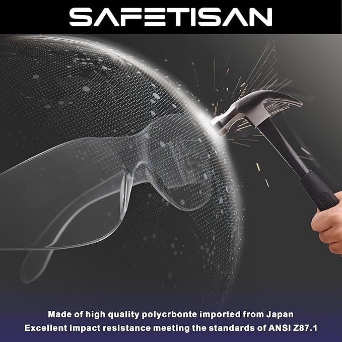 Clear Safety Glasses for Men Bulk of 24, Crystal Safety Goggles, Scratch Impact Resistant Meets ANSI Z87.1 Standard, Protective Eyewear Polycarbonate for Construction, Shooting, Lab Work
