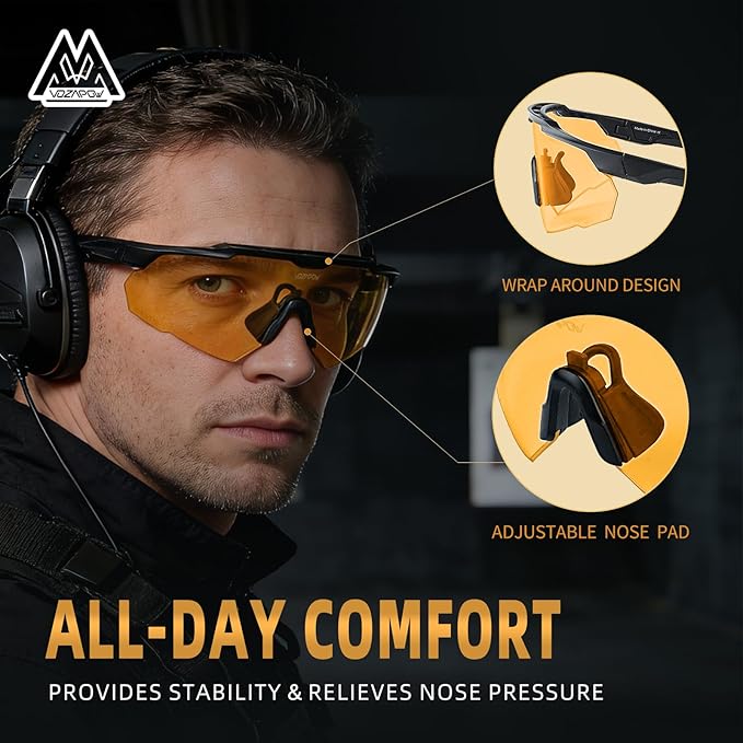 Shooting Glasses Anti Fog with High Definition Lenses, ANSI Z87.1 Certified Tactical Safety Glasses for Men Women