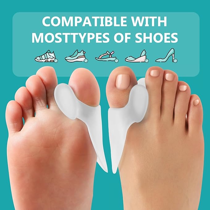Bunion Cushion Protector, 10 Packs of Bunion Corrector Pads with Separator for Big Toe, Gel Shield for Foot Pain Relief, Calluses, Corns - White