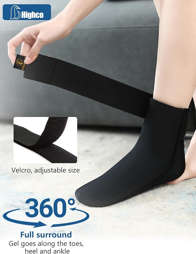 highco Ankle Ice Pack Wrap for Swelling and Injuries Recovery,Reusable Gel Ice Pack for Foot and Ankle,Ice Cold Compression Sock for Foot Heel Wrap,Tendonitis,Plantar Fasciitis,Swelling,Sprained,Black