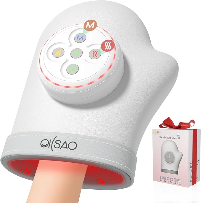 Hand Massager with Heat and Compression for Arthritis Carpal Tunnel,3 Modes, 5 Intensity & 3 Heat Therapy for Hand Wrist Pain and Stiffnes Relief,Timer & Rechargeable,Gifts for Women/Men,White