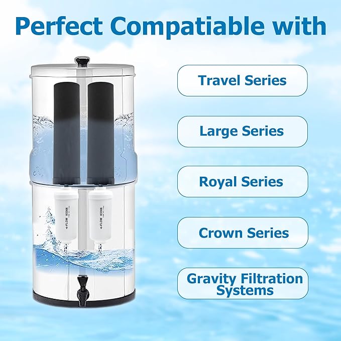Fluoride Water Filter, Replacement for Berkey® PF-2® Elements, Berkey® Gravity Filtration System, including Big, Travel, Royal, Imperial and Crown Series, Natural filter material, Pack of 2