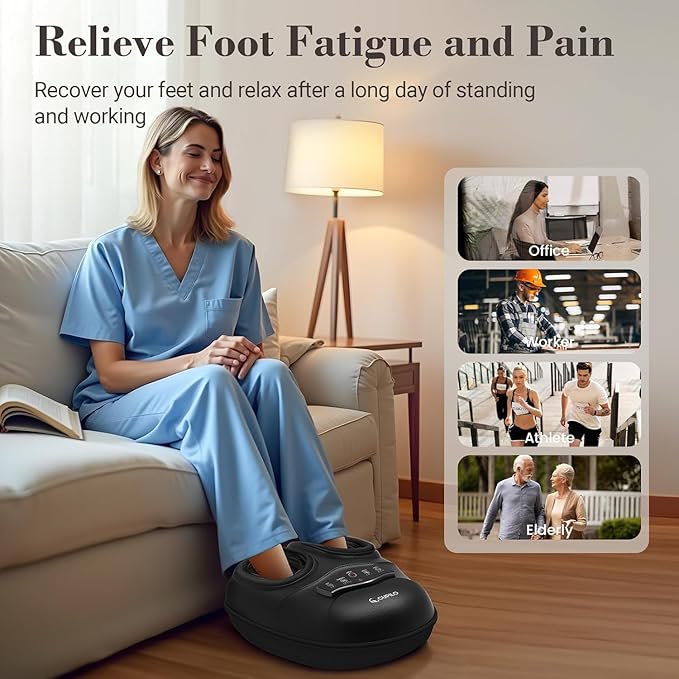 Shiatsu Foot Massager with Heat for Plantar Fasciitis Neuropathy, FSA Eligible HSA Approved Foot Massager Machine, Feet Massager for Foot Pains Relief, 5 Compression Levels, Gifts for Women Men