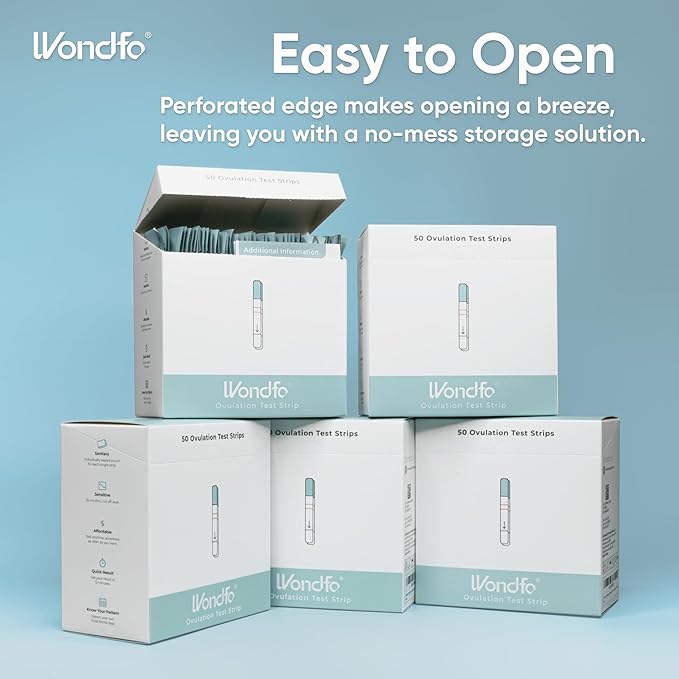 Wondfo Ovulation Test Strips - Women Fertility Tracking and Pregnancy Planning with Cycle-Detecting LH Surge - Highly Sensitive and Fast Result at Home Kit (50 Count) (Pack of 2)