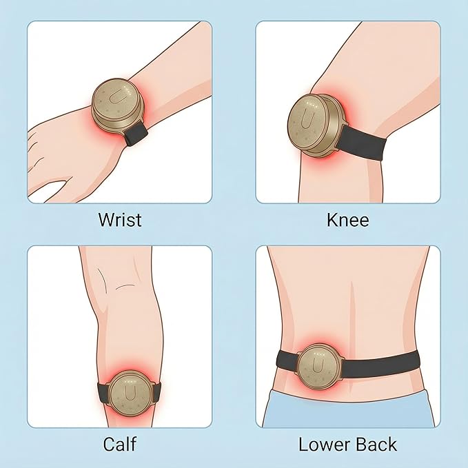 Wearable Red Light Therapy Device Module: 650nm Red 850/940nm Infrared, Skin Sensor, Rechargeable, 4-Mode for Full Body: Wrist, Hand, Elbow, Knee, Foot, Ear, Throat, Neck, Back, Muscle, Joint