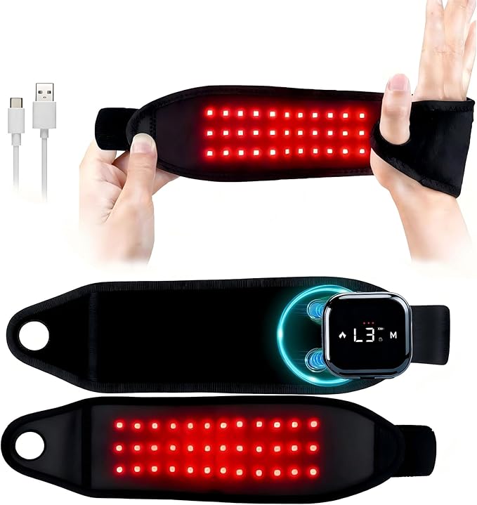 Suerbeaty Red Light Device for Hands Wrist, Cordless & Rechargeable 2000mAh Controller with Auto-Off Timer, 660nm & 850nm NIR for Comfort Support