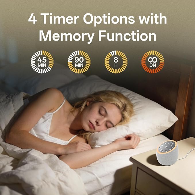 Hotmoon Sound Machine for Sleep, Cocoon 2 White Noise Sound Machine with 40 Relaxing Sounds, Dual-Speaker & Timer, 8 Night Light, Pink Brown Green Noise for Sleeping Adults, Office Privacy, Plug-in