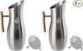 Invigorated Living Stainless Steel Water Pitcher with Lid, Ice Guard, Wooden Handle, Ideal for Cold and Fruit Infused Water (1.9L, No Filter) (Pack of 2)