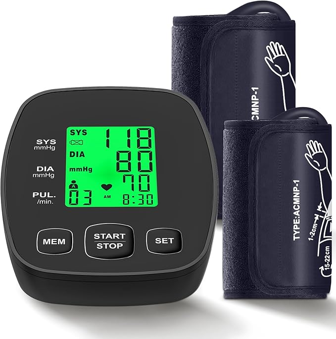 Blood Pressure Monitor for Home Use, Upper Arm Wide Range Cuff Fits Pediatric to Large Adult, Easy to Use Accurate Systolic Diastolic Readings, Includes USB Cable & 4 AAA Batteries
