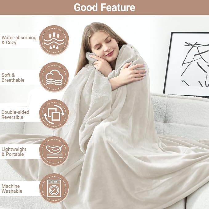 Grounding Blanket 60x80 inch Grounding Sheets Queen, Grounding Mat for Improved Sleep, Relieving Pain,Conductive Grounded Mats with Grounding Cord (Cream, 60 * 80 in)