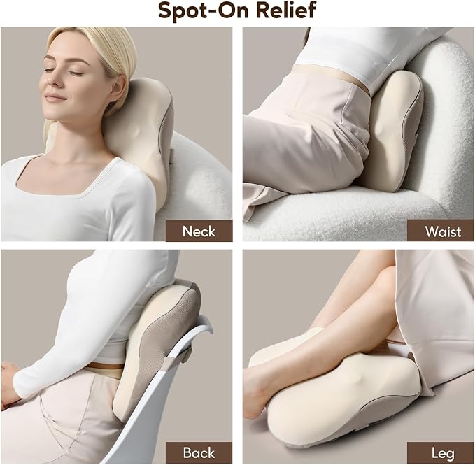 arboleaf Back Massager for Pain Relief Deep Tissue, Bluetooth App Control, Shiatsu Neck Shoulder Massager with Heat, Cordless Portable for Chair Car Office Home