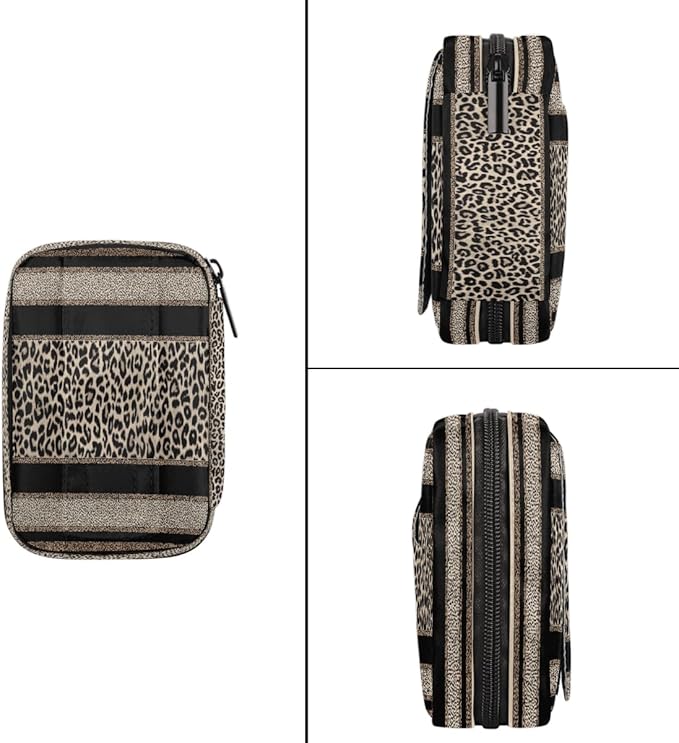 Leopard Print Cheetah Pill Case Everyday Travel, 7 Day Weekly Medicine Pill Box Compact Portable Pills Bottle Organizer with Zipper for Daily Vitamin Medicine Holder Bottle Organizers Bag