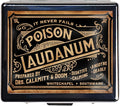 Silver Vintage Pill Box 7 Day Metal Pill Box with Mirror and 8 Compartments Cute Travel Pill Organizer for Purse (Poison Laudanum)