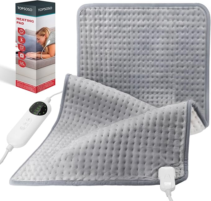 Heating Pad for Back Pain Relief and Period Cramps,Portable Heating Pad for Shoulders and Neck,with 10 Temperature Controllers and 3 Timer Settings,Dry/Moist Heat Therapy,12x24 Inch