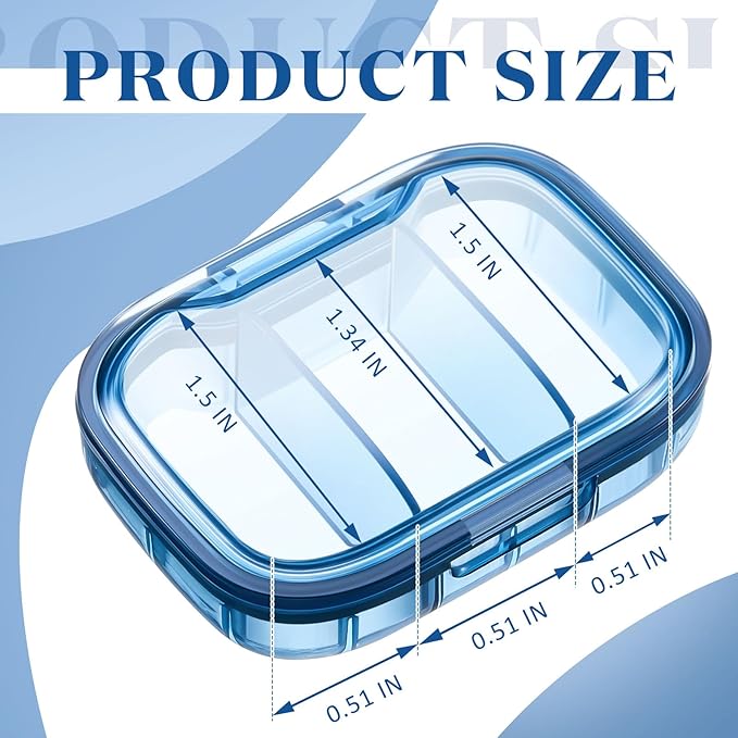 Domensi 16 Pack 3 Compartment Small Pill Case Bulk Travel Pill Organizer Portable Moisture Proof Box Container for Pocket Purse Daily Medicine Vitamin Holder Dispenser