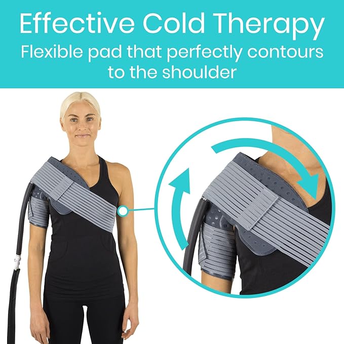 Vive Cold Therapy Machine Replacement Pads for Shoulder - Flexible Ergonomic Reusable Padding for Ice Therapy - Pain Relief System - Shoulder Adjustable Device Accessory to Reduce Swelling (Pads Only)